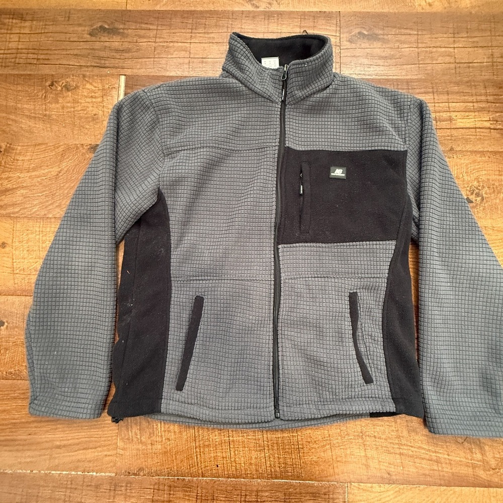New Balance Jacket Men's Medium Knit "GRID" Fleece Full-zip | Blue/Gray/Black